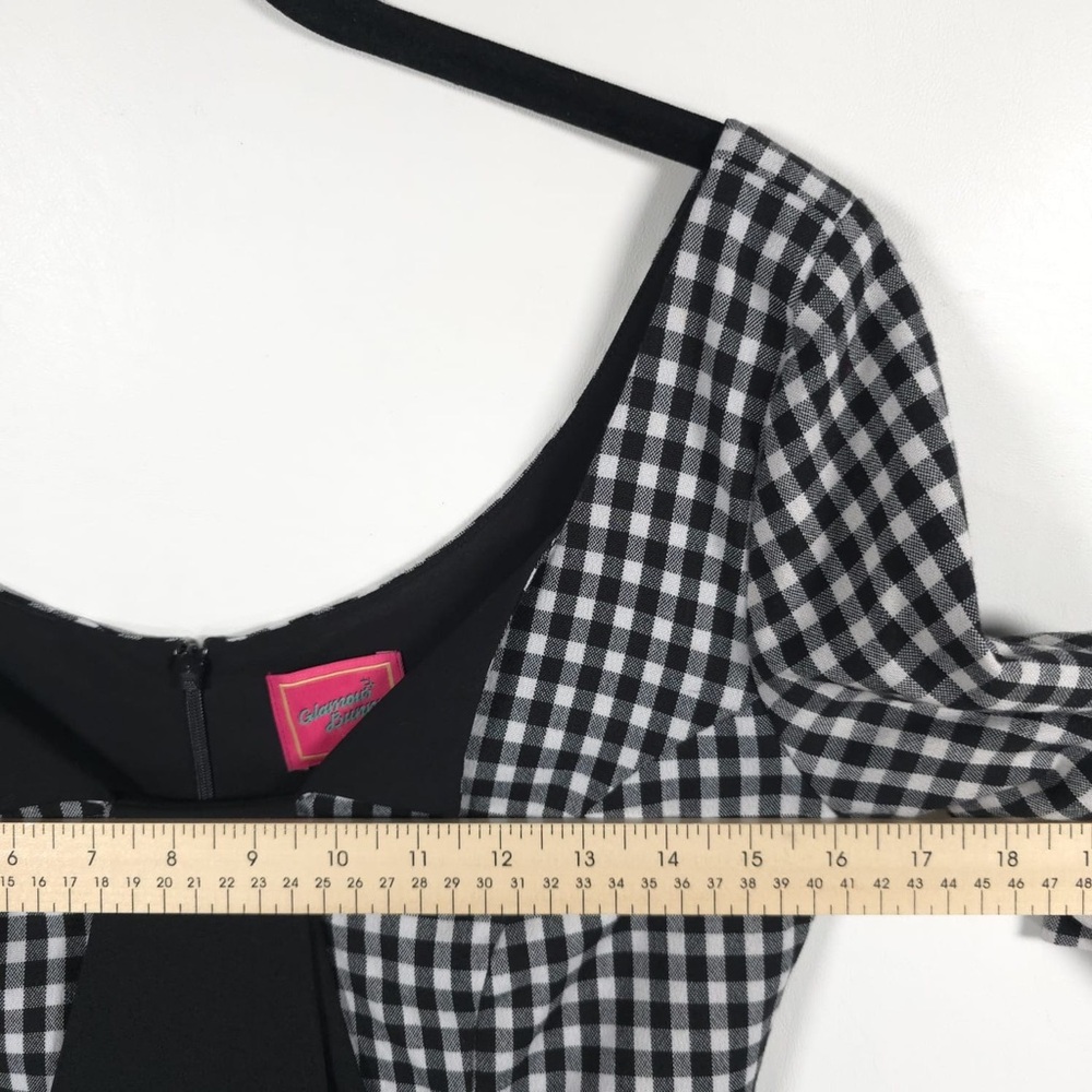 GLAMOUR BUNNY Jacky 60s Jacky Pencil Dress Gingham Back Slit Chic Bow‎ Size XS - Picture 8 of 13